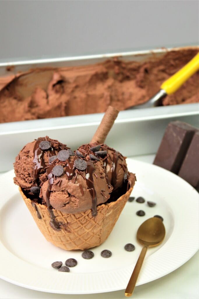 Chocolate Ice cream cup with chocolate   chip topping 